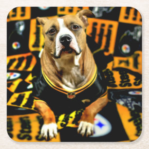 Pitbull Rescue Dog Football Fantaat Kartonnen Onderzetters