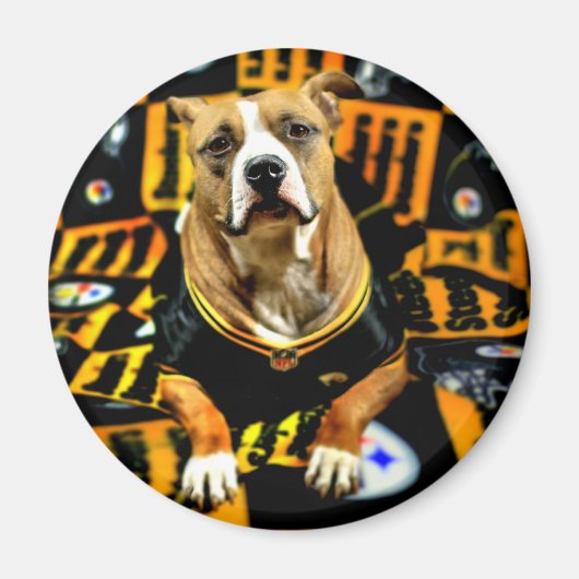 Pitbull Rescue Dog Football Fantaat Magneet (Voorkant)