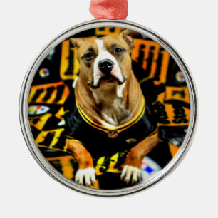 Pitbull Rescue Dog Football Fantaat Metalen Ornament