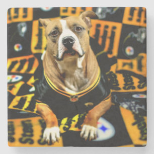 Pitbull Rescue Dog Football Fantaat Stenen Onderzetter