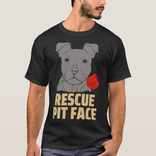 Pitbull Rescue Pit Face Funny Schattige T-shirt (Voorkant)