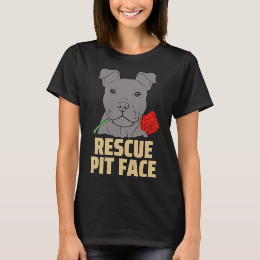 Pitbull Rescue Pit Face Funny Schattige T-shirt (Voorkant)