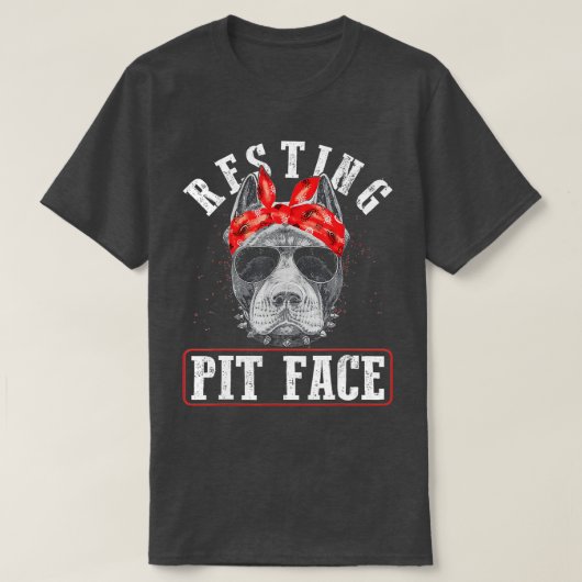  Pitbull Resting Pit Face - Funny Pitbull L T-shirt (Design voorkant)