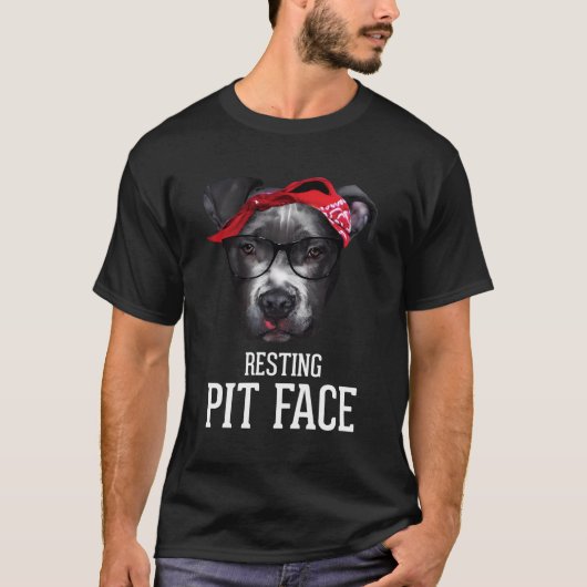 Pitbull Resting Pit Face - Funny Pitbull L T-shirt (Voorkant)