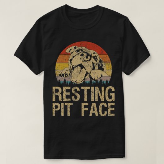 Pitbull Resting Pit Face Funny Pitbull Lo T-shirt (Design voorkant)