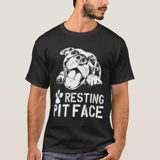 Pitbull Resting Pit Face Rescue Pitbull Tekening T-shirt (Voorkant)