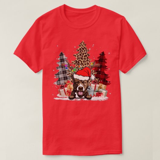 Pitbull Santa Hat Light Buffalo Pset Leopard Xmas T-shirt (Design voorkant)