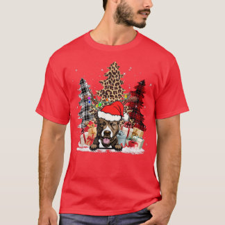 Pitbull Santa Hat Light Buffalo Pset Leopard Xmas T-shirt
