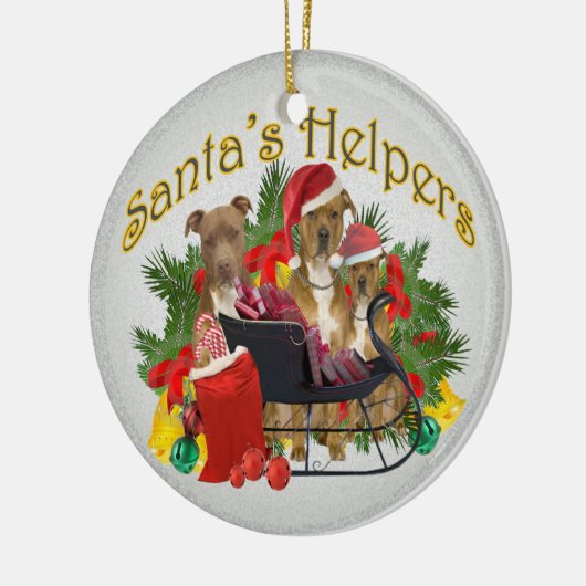 Pitbull Santa's Helper Ornament (Links)