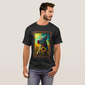 Pitbull schilderij Zonnebloem Moeder Moeder Vrouwe T-shirt (Voorkant volledig)