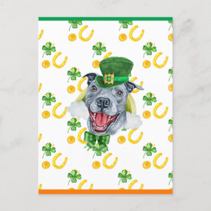 Pitbull Shamrock Patroon St. Patricks Dag Feestdagenkaart
