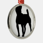 Pitbull Silhouette Metalen Ornament (Rechts)