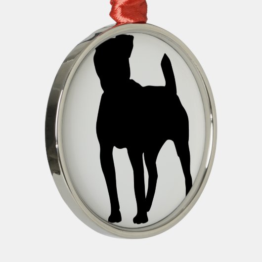 Pitbull Silhouette Metalen Ornament (Rechts)