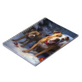 Pitbull Sneeuw Slede Kerst Decoratie Notitieboek (Linkerzijde)