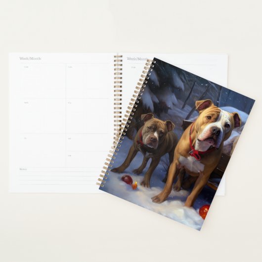 Pitbull Sneeuw Slede Kerst Decoratie Planner (Display)