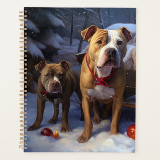 Pitbull Sneeuw Slede Kerst Decoratie Planner (Voorkant)