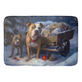 Pitbull Snowy Sleigh Kerst Decor Badmat (Voorkant)