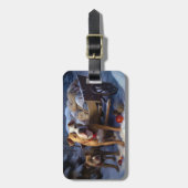 Pitbull Snowy Sleigh Kerst Decor Bagagelabel (Voorkant verticaal)