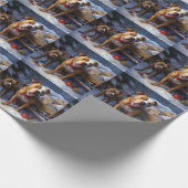 Pitbull Snowy Sleigh Kerst Decor Cadeaupapier (Hoek)