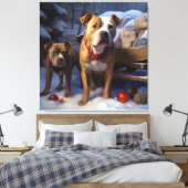 Pitbull Snowy Sleigh Kerst Decor Canvas Afdruk (Insitu (Slaapkamer))