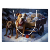 Pitbull Snowy Sleigh Kerst Decor Groot Cadeauzakje (Achterkant)