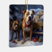 Pitbull Snowy Sleigh Kerst Decor Keramisch Ornament (Rechts)