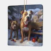 Pitbull Snowy Sleigh Kerst Decor Keramisch Ornament (Links)