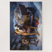 Pitbull Snowy Sleigh Kerst Decor Legpuzzel (Verticaal)