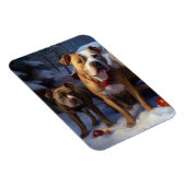 Pitbull Snowy Sleigh Kerst Decor Magneet (Rechterzijde)