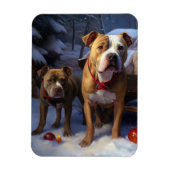 Pitbull Snowy Sleigh Kerst Decor Magneet (Verticaal)