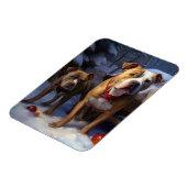 Pitbull Snowy Sleigh Kerst Decor Magneet (Linkerzijde)