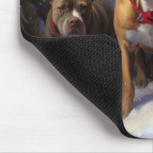 Pitbull Snowy Sleigh Kerst Decor Muismat (Hoek)