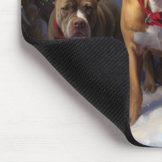 Pitbull Snowy Sleigh Kerst Decor Muismat (Hoek)