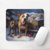 Pitbull Snowy Sleigh Kerst Decor Muismat (Met muis)
