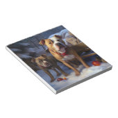 Pitbull Snowy Sleigh Kerst Decor Notitieblok (Schuin)