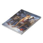 Pitbull Snowy Sleigh Kerst Decor Notitieblok (Linkerzijde)