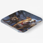 Pitbull Snowy Sleigh Kerst Decor Papieren Bordje (Gebogen)