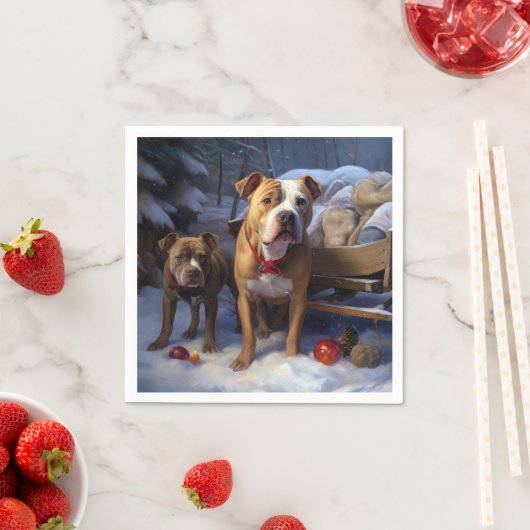Pitbull Snowy Sleigh Kerst Decor Servet (Insitu)