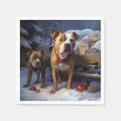 Pitbull Snowy Sleigh Kerst Decor Servet (Voorkant)