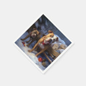 Pitbull Snowy Sleigh Kerst Decor Servet (Hoek)