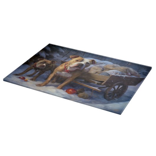 Pitbull Snowy Sleigh Kerst Decor Snijplank (Hoek)