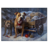 Pitbull Snowy Sleigh Kerst Decor Snijplank (Voorkant)