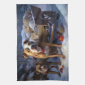 Pitbull Snowy Sleigh Kerst Decor Theedoek (Verticaal)