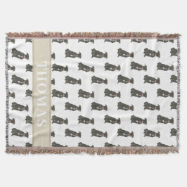 Pitbull Staffy (Zwart) Blauw & Wit Deken