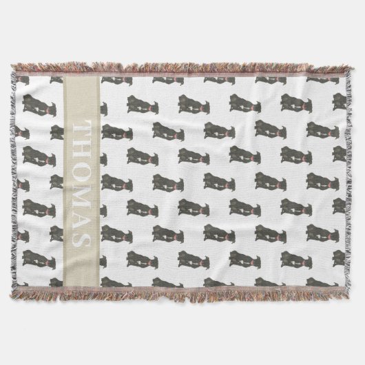 Pitbull Staffy (Zwart) Blauw & Wit Deken (Voorkant)