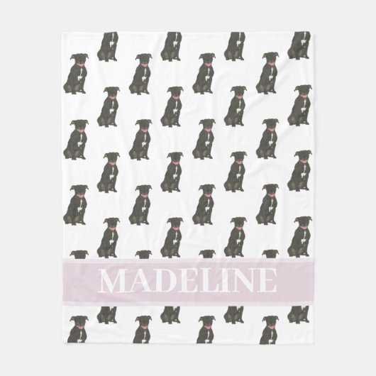 Pitbull Staffy (Zwart) Fleece Deken (Voorkant)