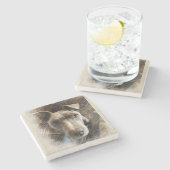 Pitbull Stenen Onderzetter (Zijkant)