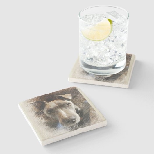 Pitbull Stenen Onderzetter (Zijkant)