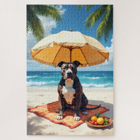 Pitbull Strand Ontspanning Scene Legpuzzel (Verticaal)