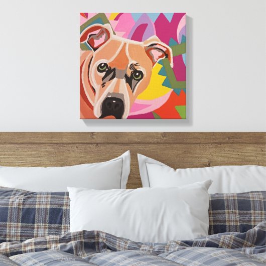 Pitbull Stretched Canvas Afdruk (Insitu (Slaapkamer))